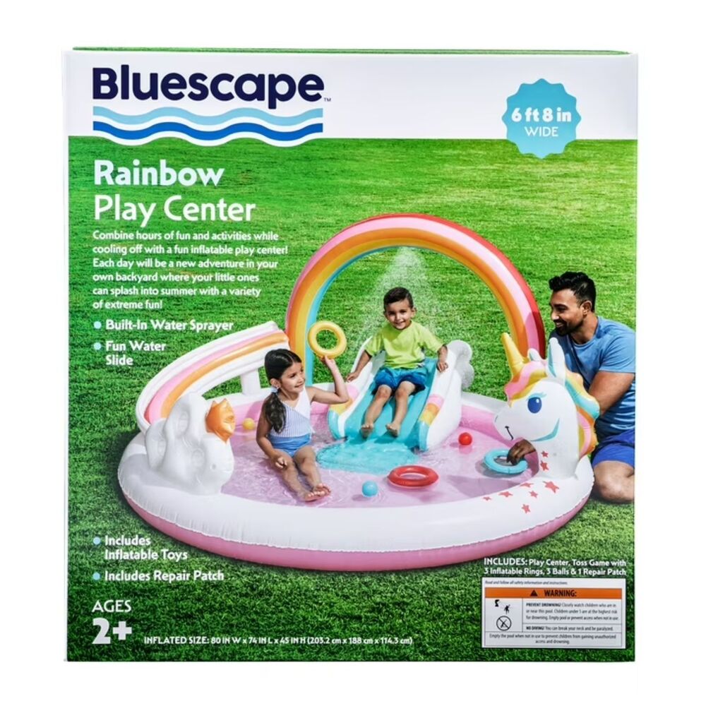 Bluescape Rainbow Unicorn Play Center Inflatable Kids Pool Play Center Toys NEW - Picture 3 of 6
